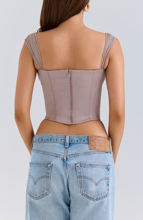 House Of Cb Anja Cap Sleeve Georgette Corset Top In Gray