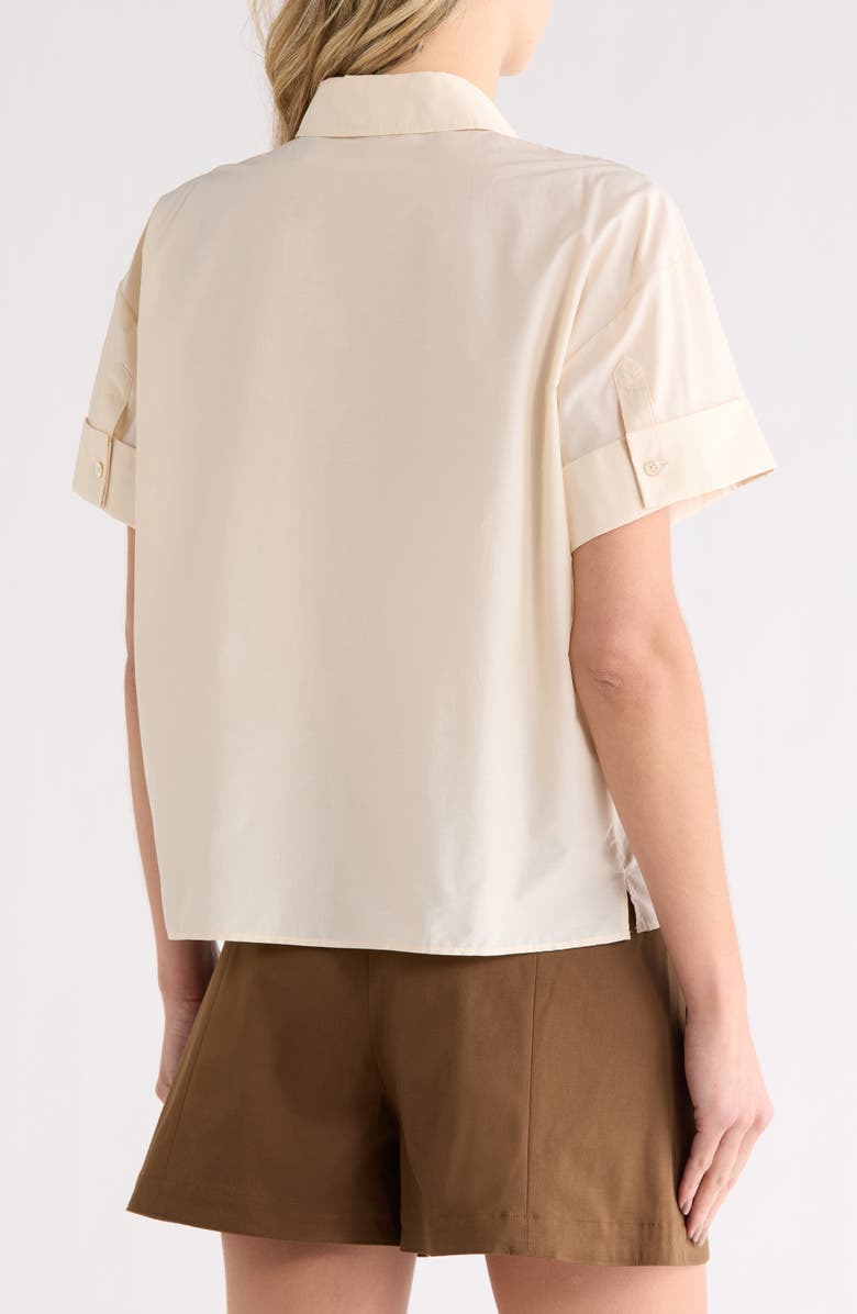 Theory Short Sleeve Button-Up Shirt, Alternate, color, Almond