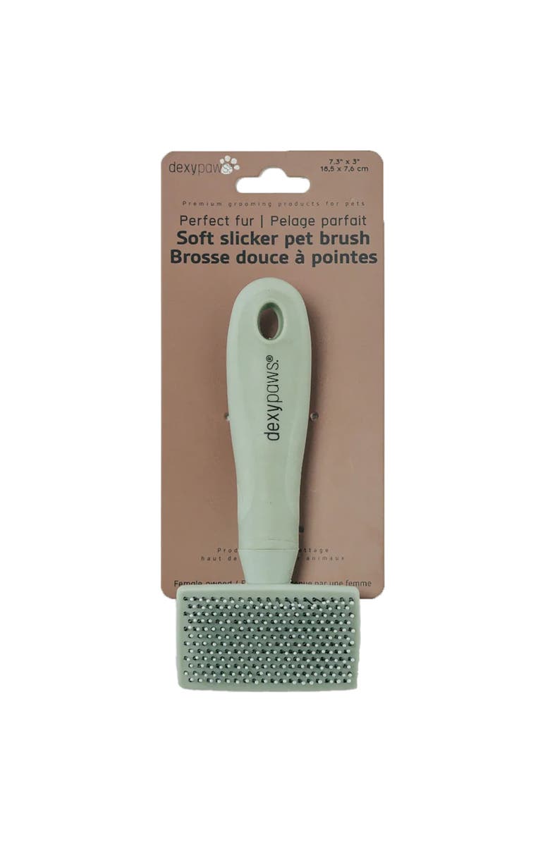 Dexypaws Soft Slicker Pet Brush, Sage Green, Dog & Cat Grooming Tool, Main, color, Green
