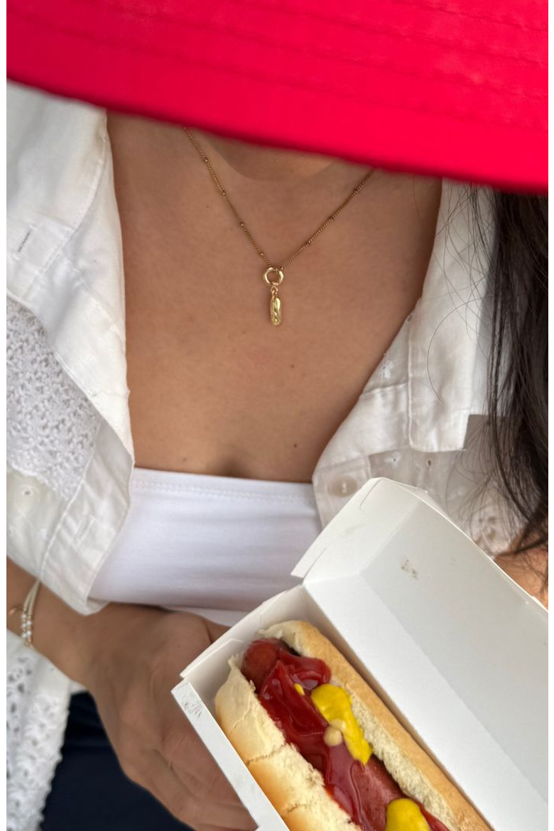 Hotdog Charm, Alternate, color, Gold