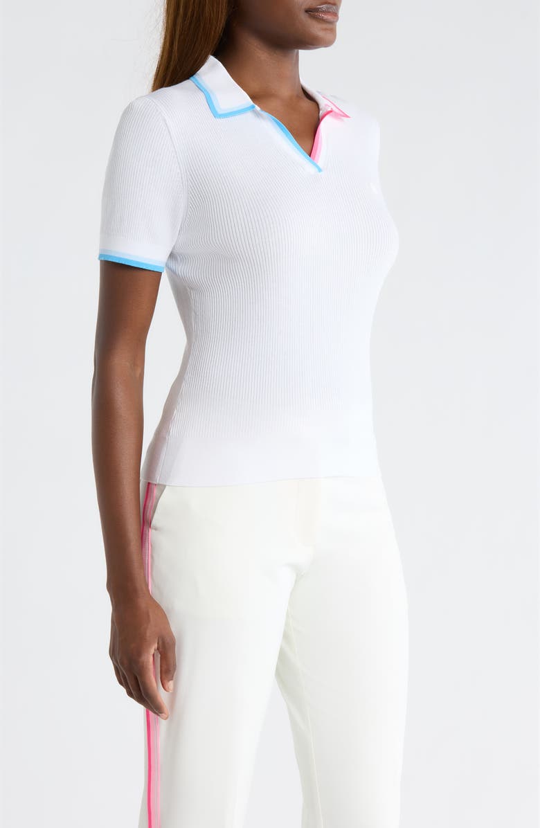 G/FORE Tipped Rib Cotton Blend Polo, Alternate, color, Snow