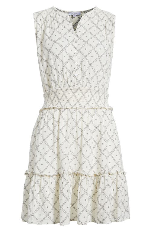Rails Cindy Geo Print Sleeveless Linen Blend Tiered Minidress In Ivory Zanzibar