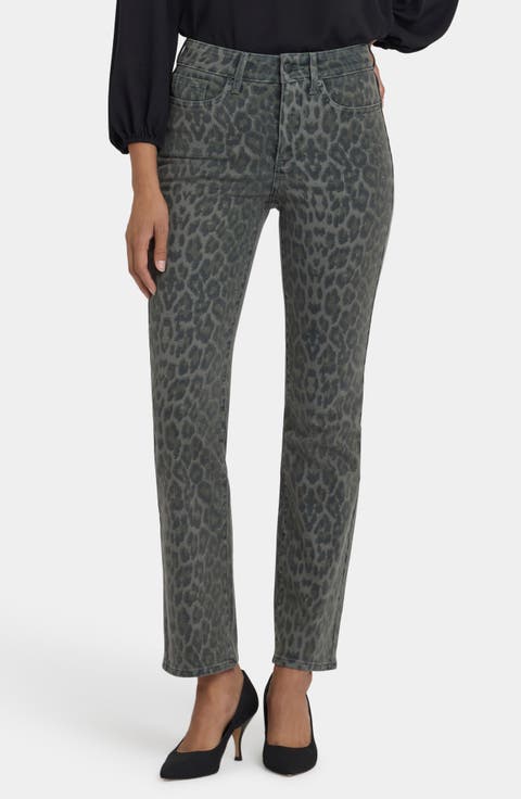 Marilyn Straight Leg Ankle Jeans (Vine Leaf Leopard)