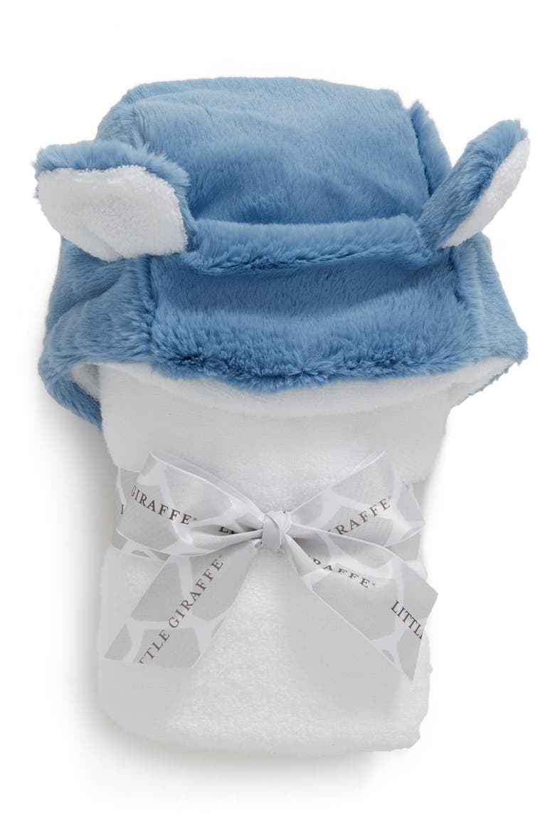 Luxe Faux Fur Hooded Towel, Main, color, CORNFLOWER