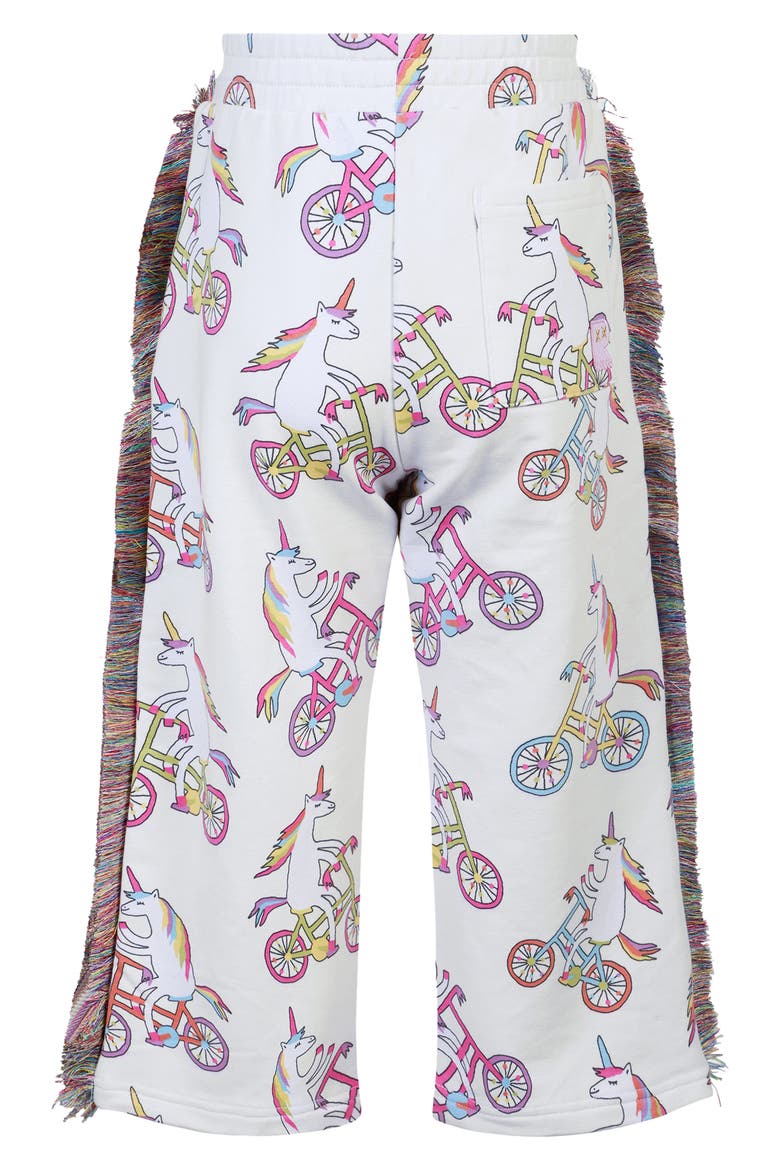Kids' Funky Fringe Unicorn Print Cotton Track Pants, Alternate, color, CREAM