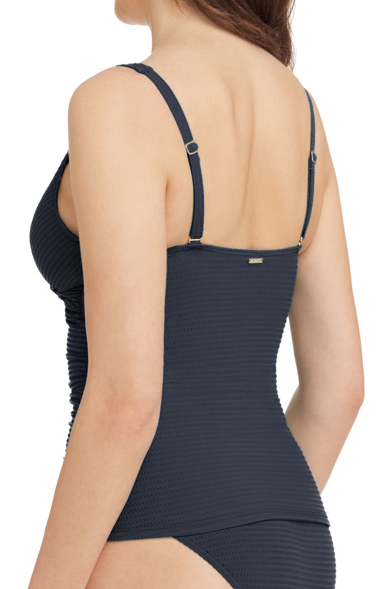 Cross Front Multifit Tankini Top, Alternate, color, BLACK