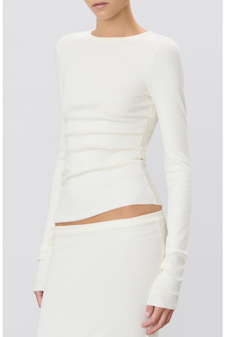 Long Sleeve Fitted T-Shirt, Alternate, color, CREAM