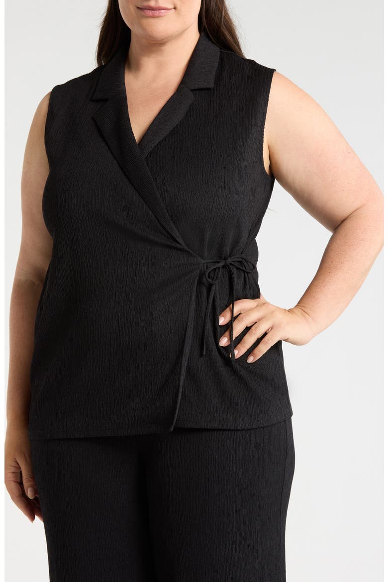 Notch Collar Sleeveless Wrap Top, Alternate, color, ANNE BLACK