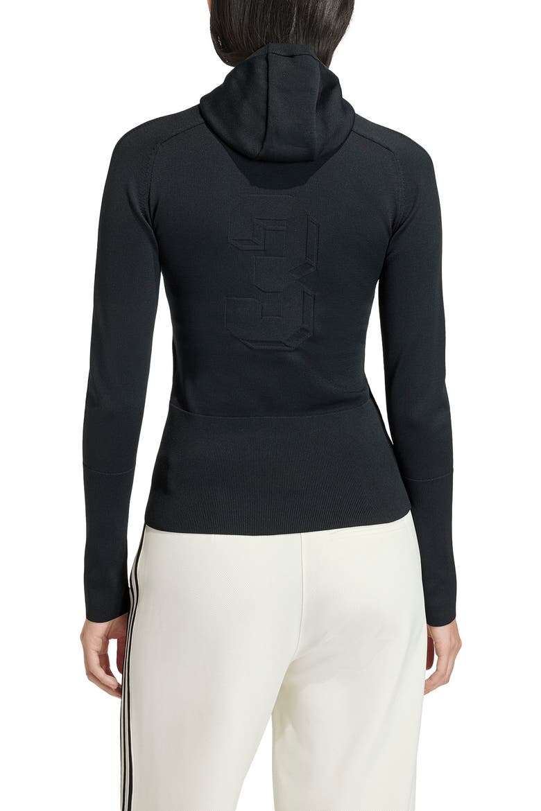 Hooded Logo Knit Sweater, Alternate, color, BLACK
