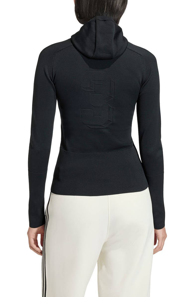 adidas Hooded Logo Knit Sweater, Alternate, color, Black