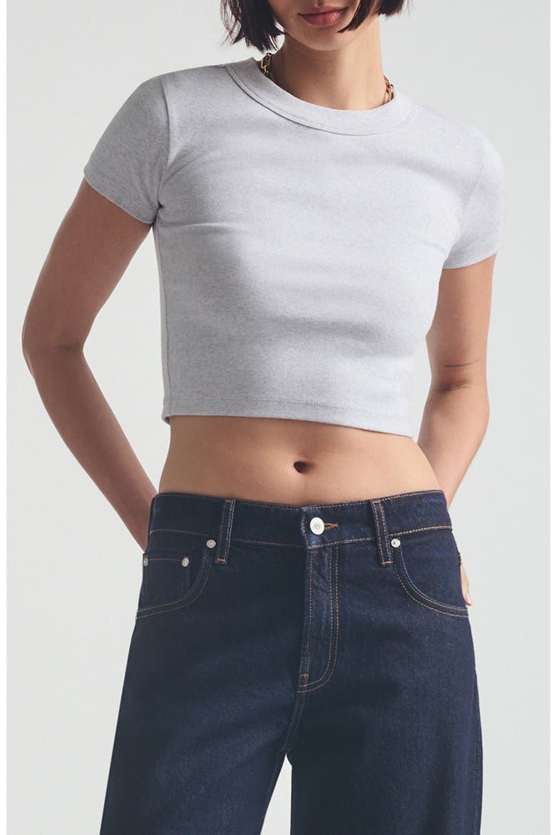 Crop Rib T-Shirt, Main, color, LIGHT GREY MELANGE