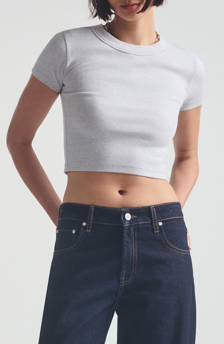 Brooklyn Industries Crop Rib T-Shirt, Main, color, Light Grey Melange