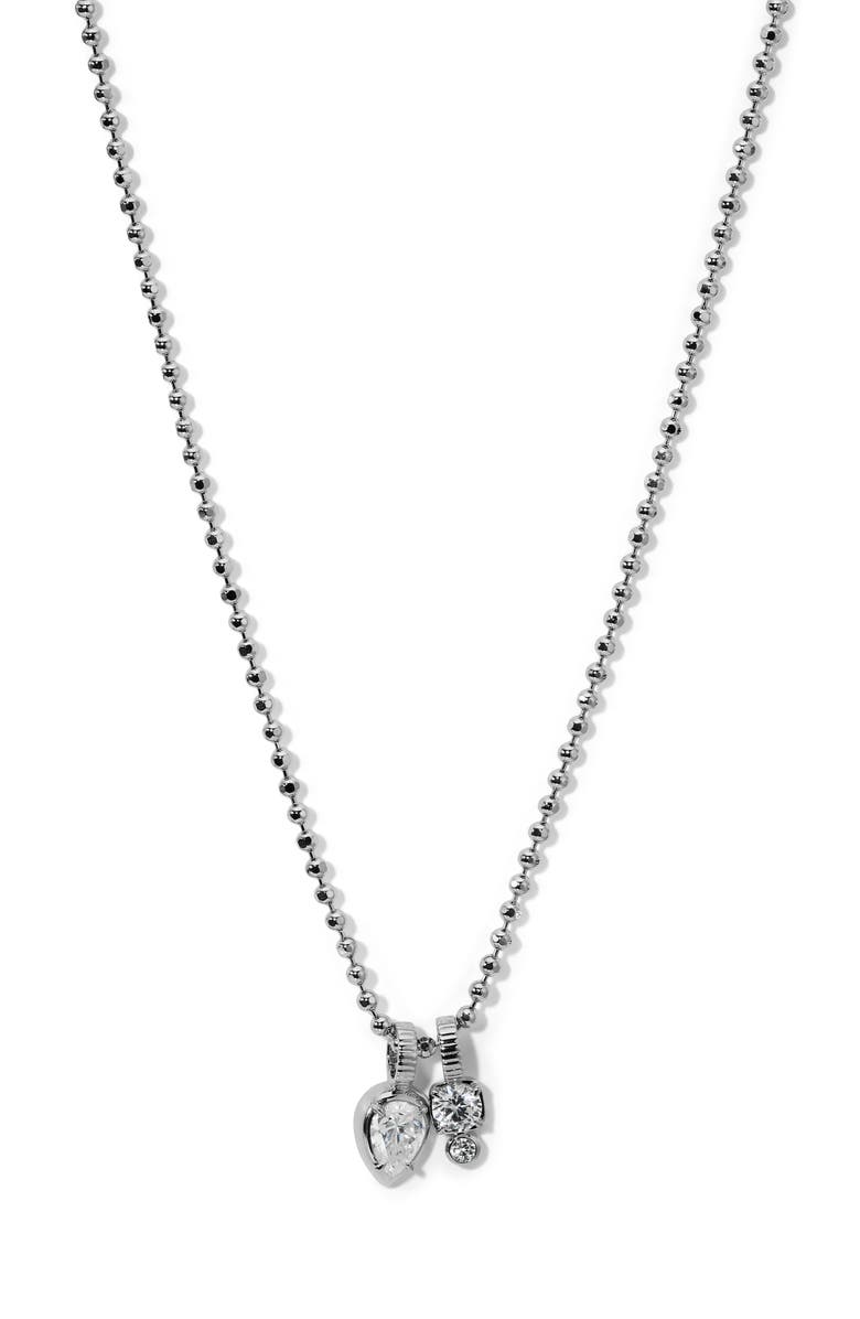 Nadri Delancey Charm Necklace, Main, color, Rhodium