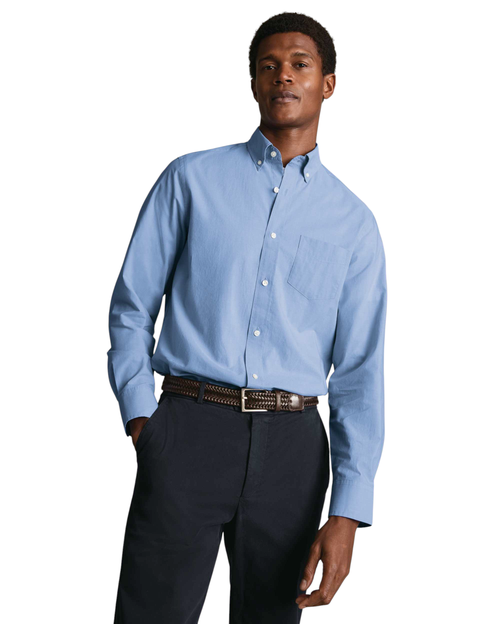 Plain Stretch Washed Poplin Shirt