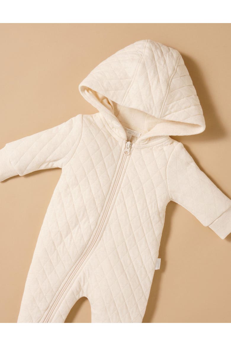 Quilted Hooded Coverall Onsie, Alternate, color, Pale Wheat melange