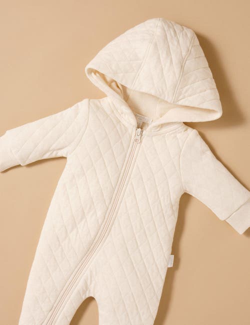 Purebaby Quilted Hooded Coverall Onsie In White