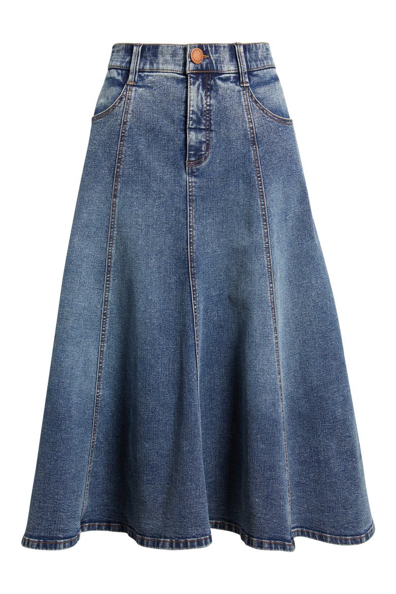 Denim A-Line Skirt, Alternate, color, MID BLUE ARTISANAL