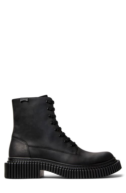 Camper Pix Lace-up Chunky-sole Biker Boots In Black