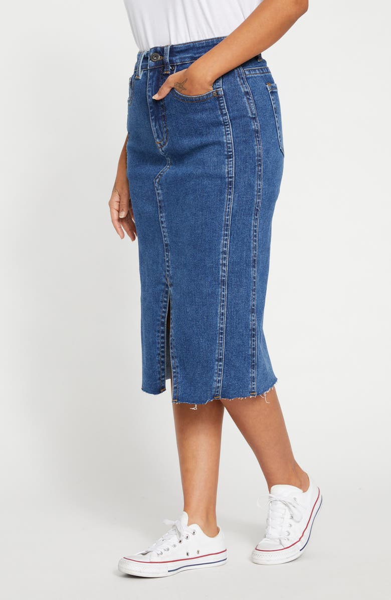 Universal Standard Dakota Denim Midi Skirt, Alternate, color, Odeon Blue