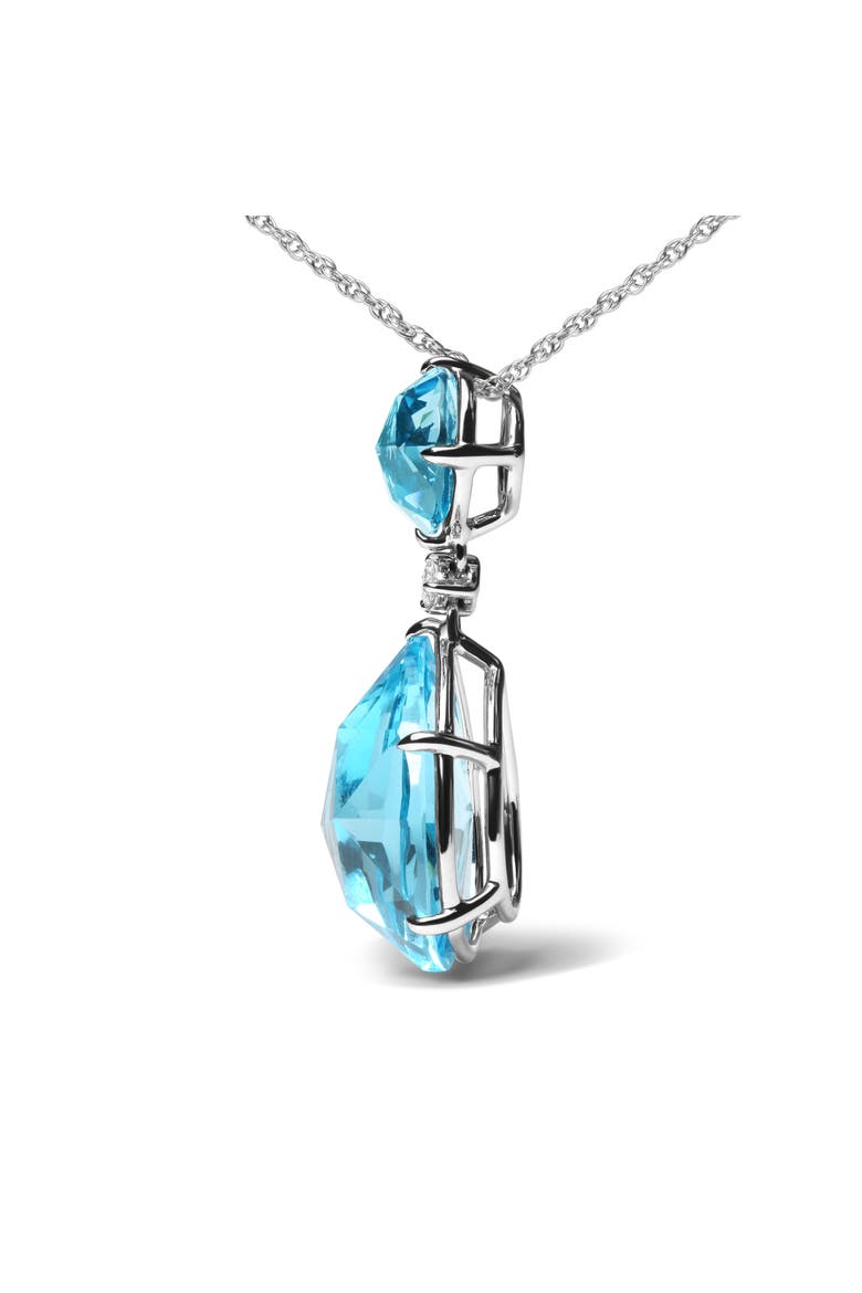 18K Gold Diamond Accent Topaz and Topaz Drop Pendant Necklace, Alternate, color, White