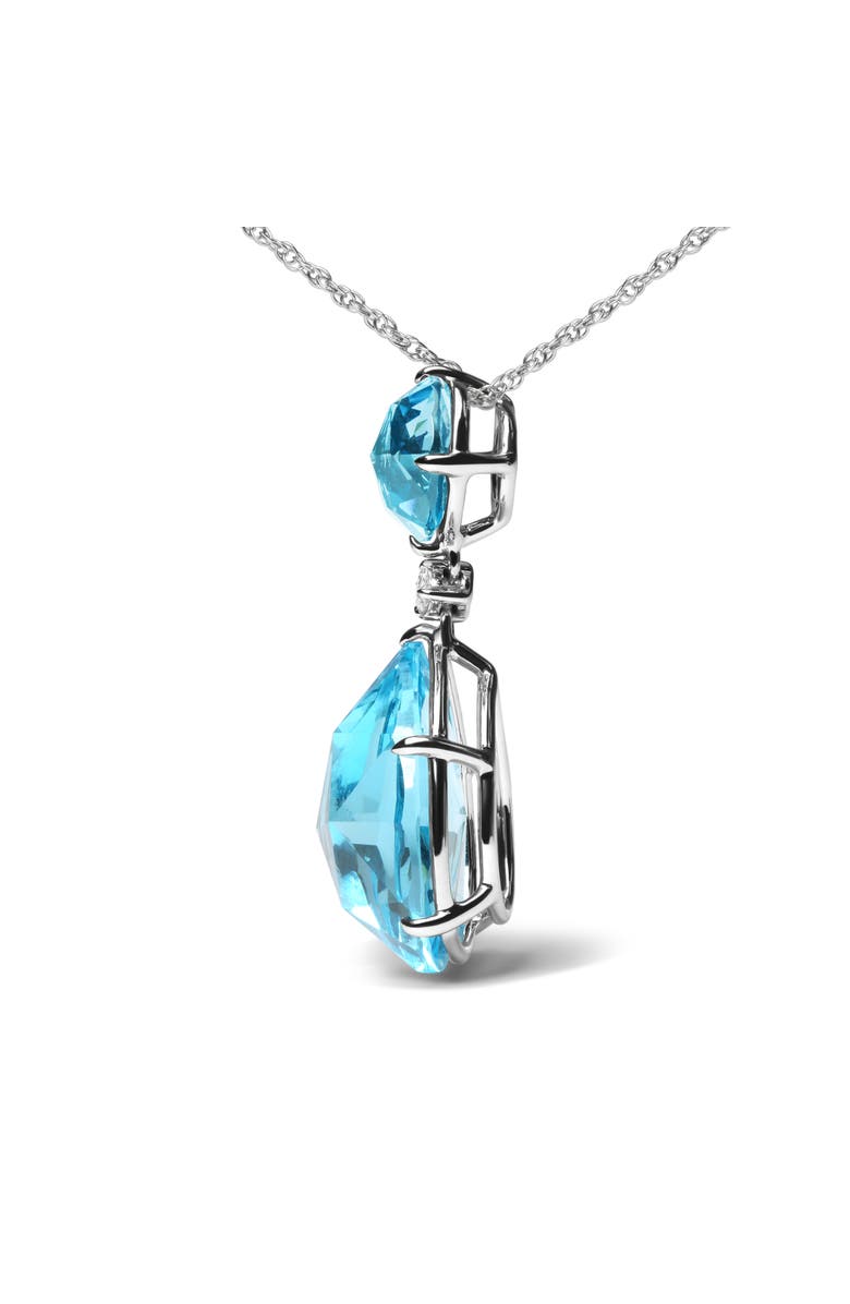 Haus of Brilliance 18K Gold Diamond Accent Topaz and Topaz Drop Pendant Necklace, Alternate, color, White