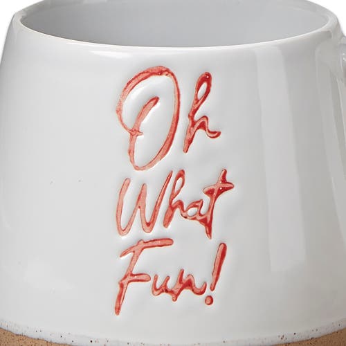 Tag Oh What Fun Christmas Mug Red Ceramic Dishwasher Safe In White