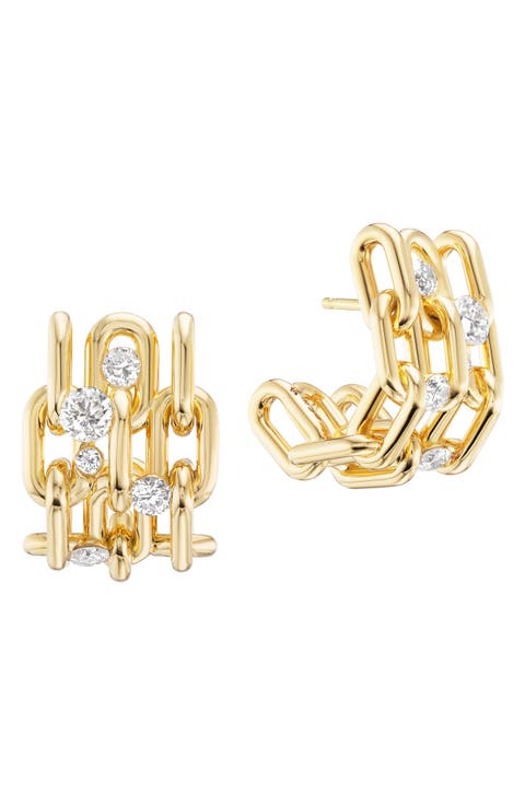 Power Stack Diamond Hoop Earrings