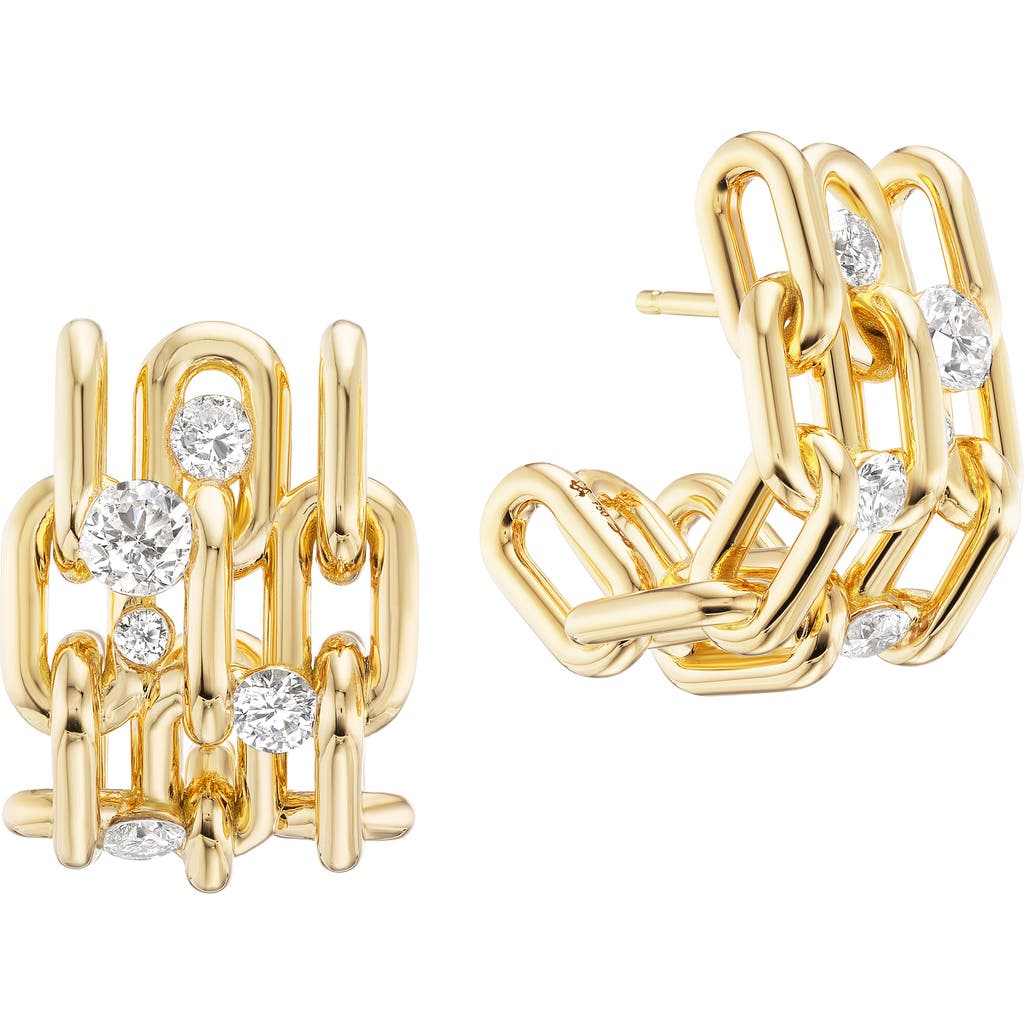Uniform Object Power Stack Diamond Hoop Earrings In Yellow Gold