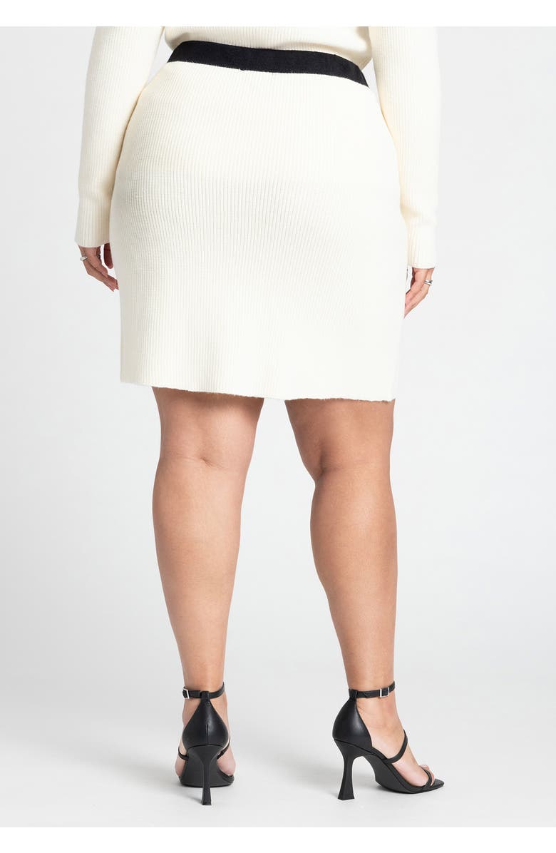 ELOQUII Pull On Sweater Mini Skirt, Alternate, color, Cream And Black Onyx