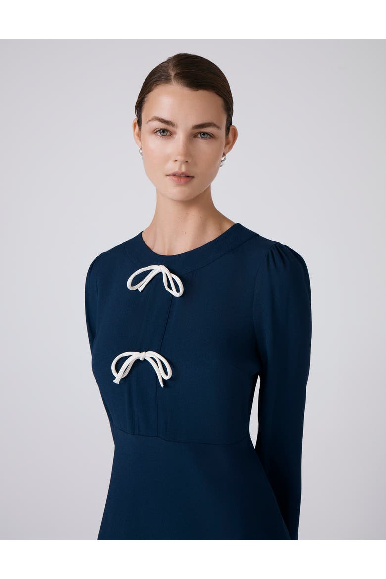 Cora Crepe Tie Front Midi Dress, Alternate, color, Navy