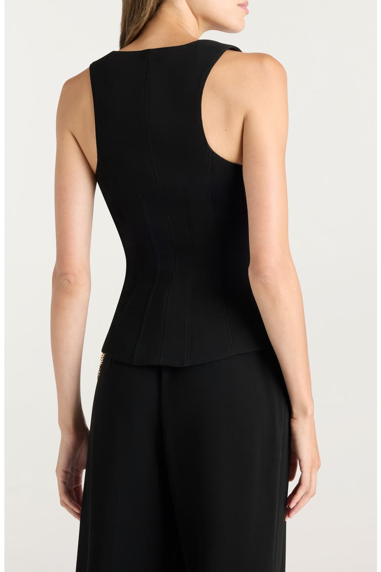 Aliana Brooch Detail Vest, Alternate, color, BLACK