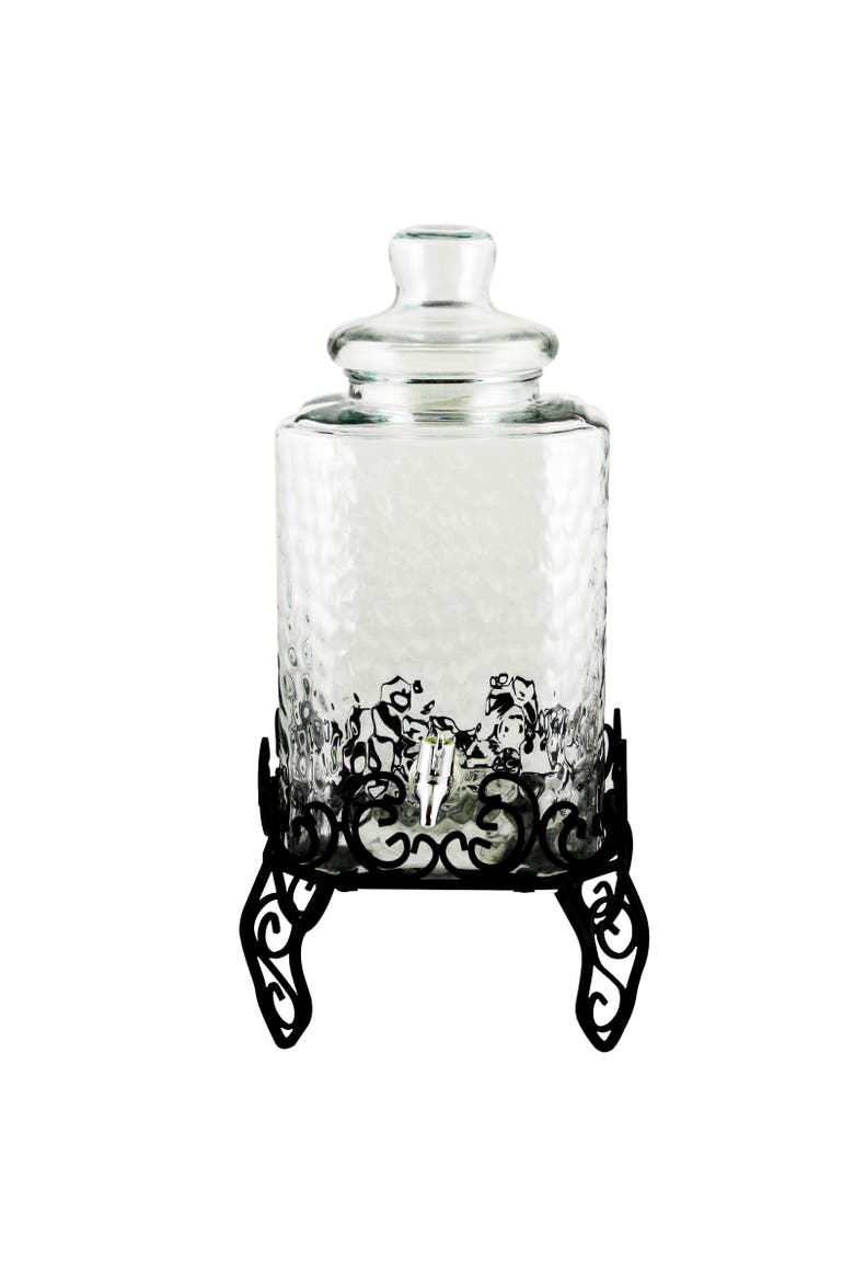 3 Piece 2.25 Gallon Square Glass Beverage Dispenser, Main, color, Clear