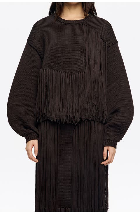 Fringed Balloon Sweater