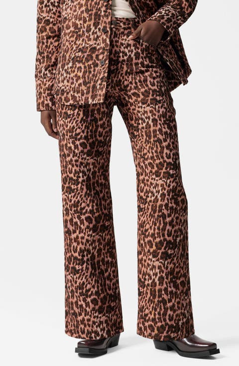 Leopard Print Wide Leg Pants
