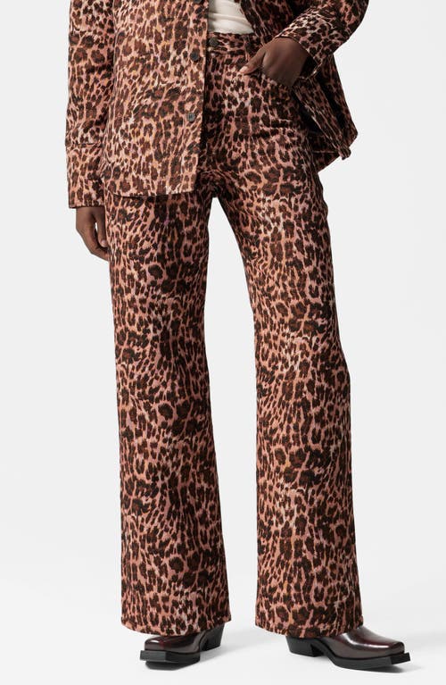 & Other Stories Leopard Print Wide Leg Pants In Brown