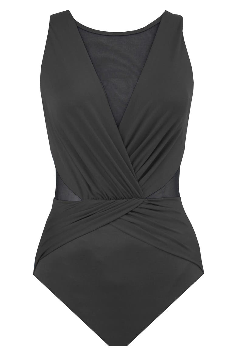 Illusionist Palma One-Piece Swimsuit, Alternate, color, BLACK
