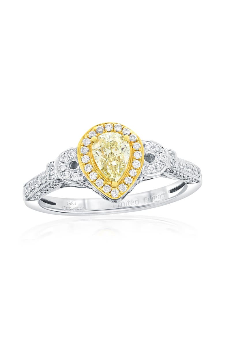 14K White & Yellow Gold 0.50ct Yellow Diamond & 0.46cttw Diamond Ring, Main, color, Yellow