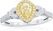 SOUZANA by Suzy Levian 14K White & Yellow Gold 0.50ct Yellow Diamond & 0.46cttw Diamond Ring