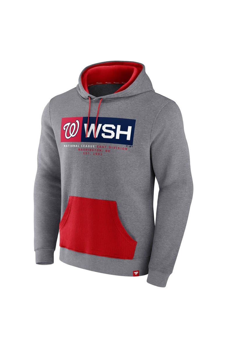 FANATICS Men's Fanatics Branded Heathered Gray Washington Nationals Iconic Steppin Up Fleece Pullover Hoodie, Alternate, color, Heather Gray