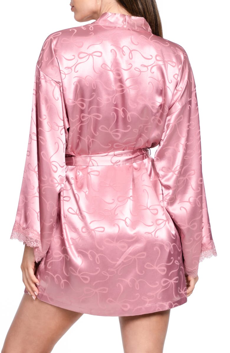 In Bloom by Jonquil Casey Jacquard Bow Satin Wrap, Alternate, color, Rose
