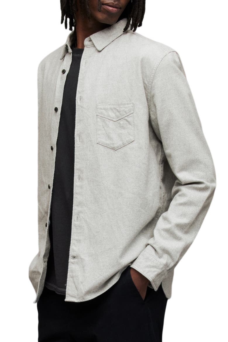 Arden Cotton Button-Up Shirt, Alternate, color, GREY MARL