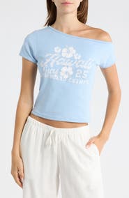 PacSun <p>Hawaii 25 Off the Shoulder Graphic Tee</p>