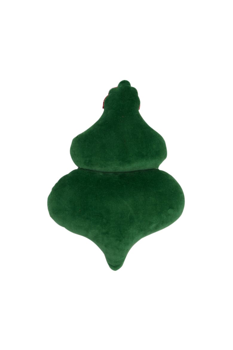 Festive Green Finial Ornament Christmas Shaped Throw Pillow 12" x 16", Alternate, color, Green