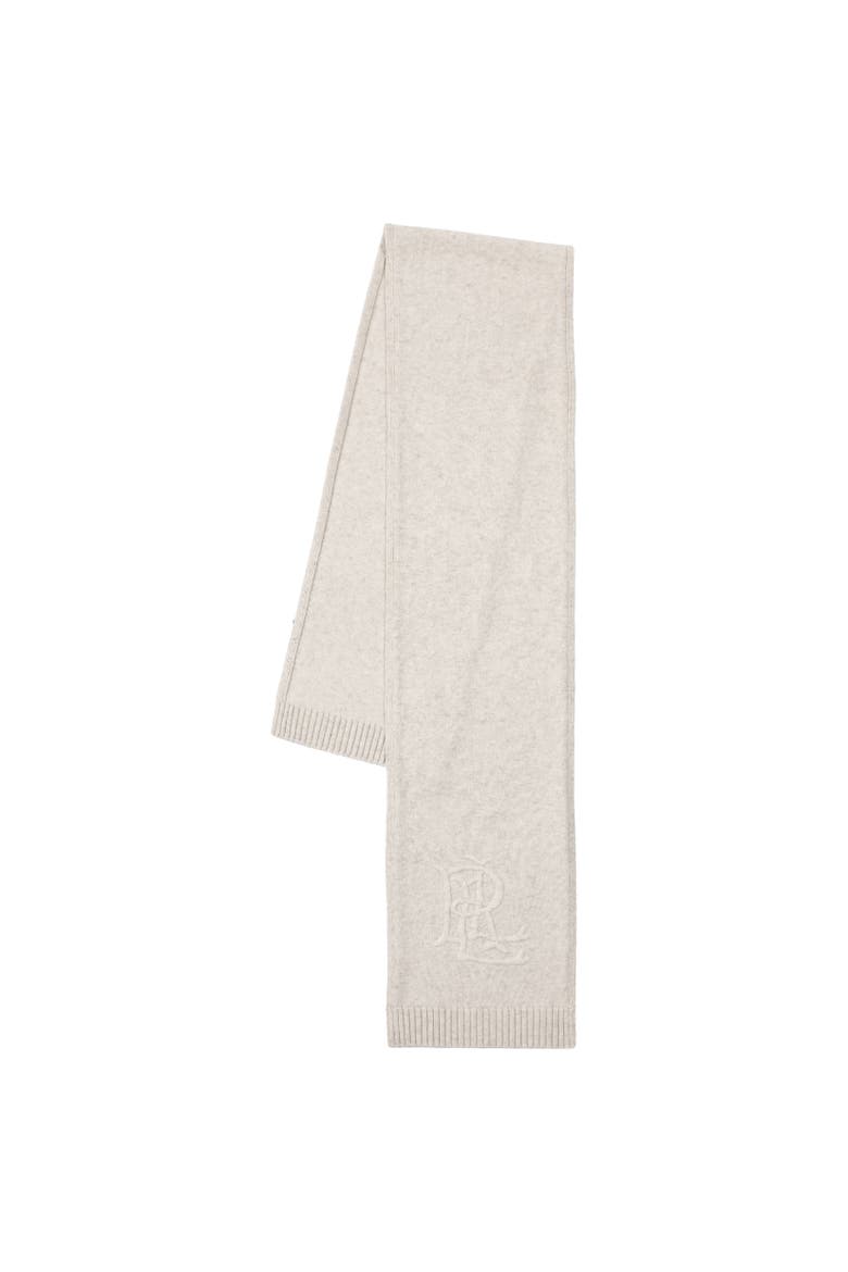 embroidered logo scarf, Alternate, color, oatmeal heather