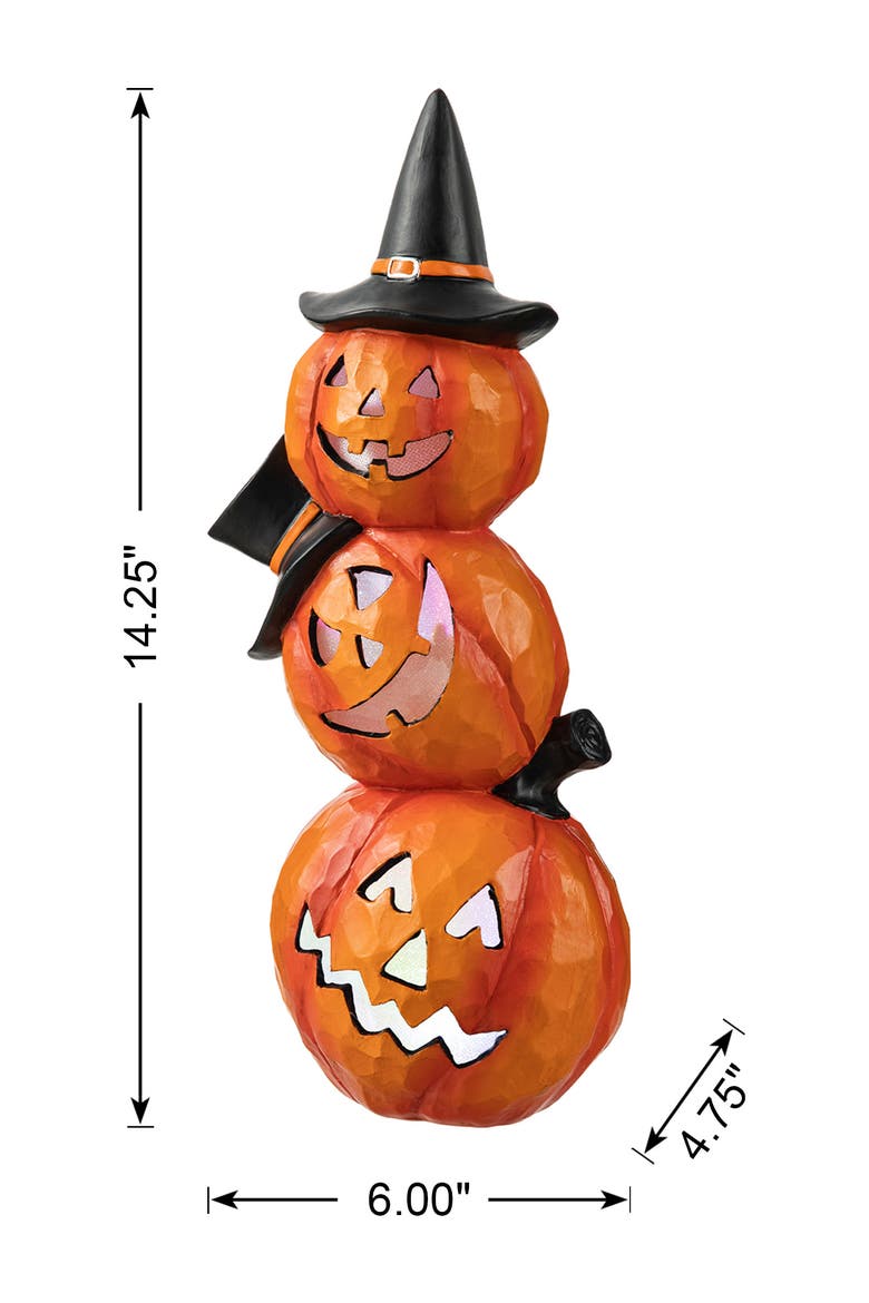 Halloween Lighted Stacked Resin Pumpkin Table Decor, Alternate, color, Orange