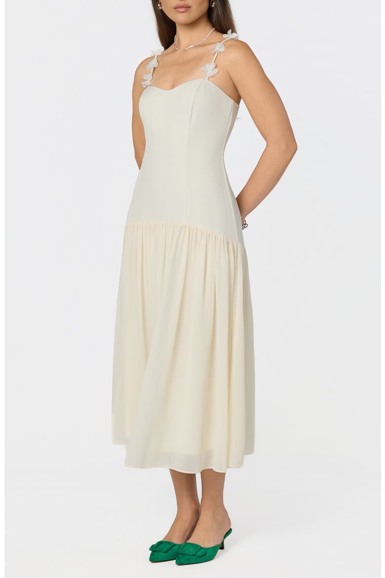 Amia Floral Mixed Media Party Dress, Alternate, color, CREAM