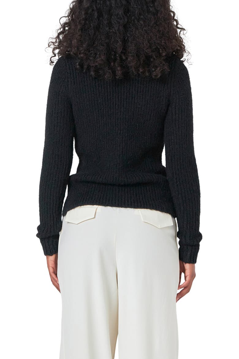 Rib Crewneck Sweater, Alternate, color, BLACK
