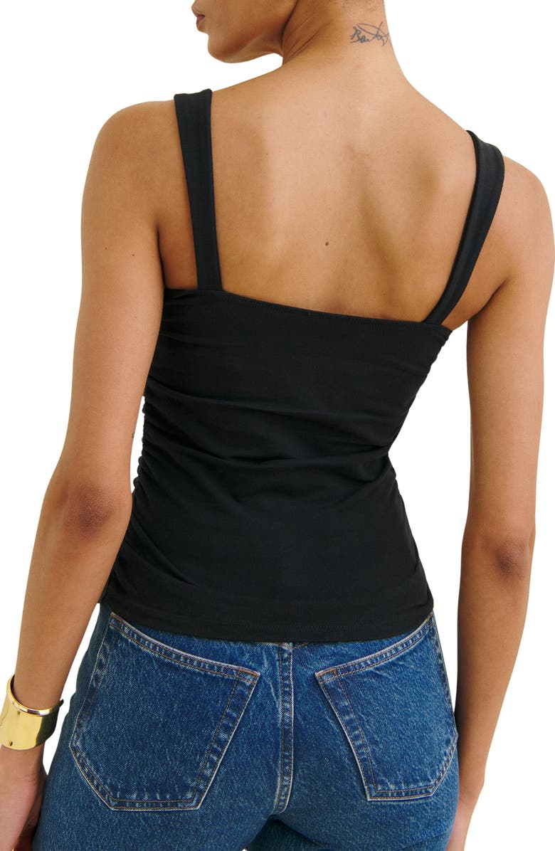 Reformation Trish Ruched Tank, Alternate, color, Black