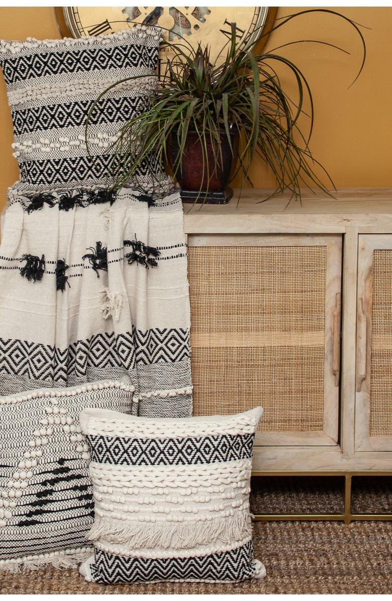 PARKLAND COLLECTION Palak Eclectic Beige 52" x 67" Woven Handloom Throw, Alternate, color, Beige