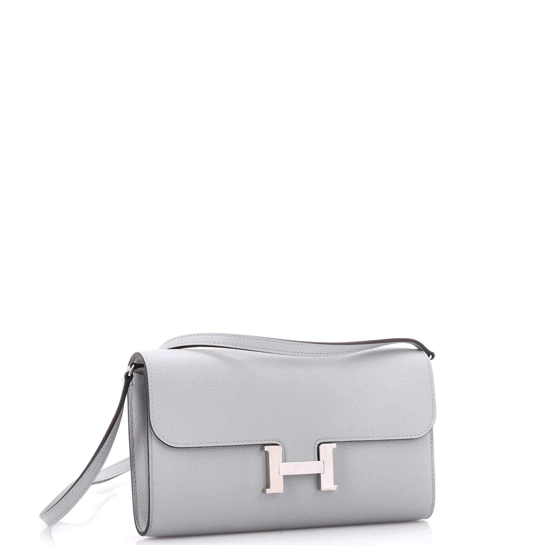 Pre-Owned Hermes Constance To Go Wallet Evercolor, Alternate, color, Bleu Glacier